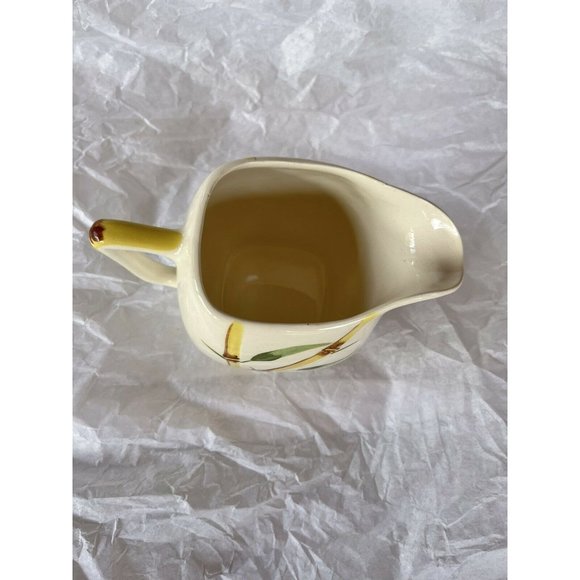 California Weil Ware vintage hand decorated bamboo design creamer Yellow 1950's - Picture 2 of 6